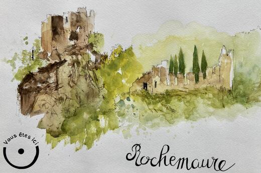 Rochemaure, aquarelle — Murielle Seys